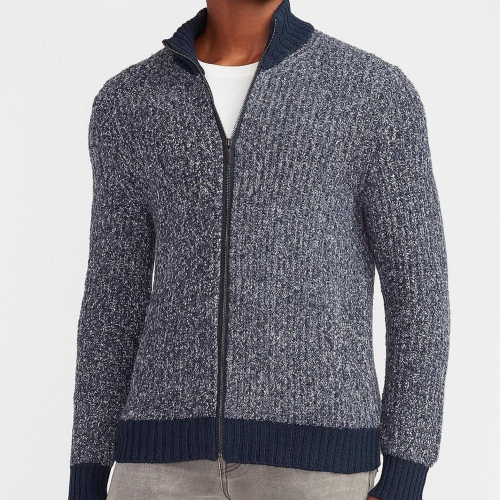 NWT Express Men's Marled Knit Sweater XL Blue Cotton Stretch